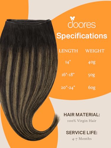 Hair Extensions Real Human Hair 20 Inch Dark Brown to Chestnut Brown 60g – Seamless Sew-In, Clip-In, Tape-In & Micro Beads