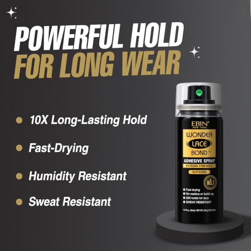 Lace Bond Spray - Extreme Hold Adhesive for Wigs, Hairpieces, 3 Pack