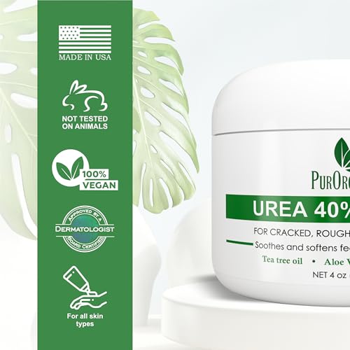 Urea 40% Foot Cream - Made in USA - Corn, Callus and Dead Skin Remover - Moisturizer & Rehydrater - For Thick, Cracked, Rough, Dead & Dry Skin - For Feet, Elbows and Hands - Pack of 2