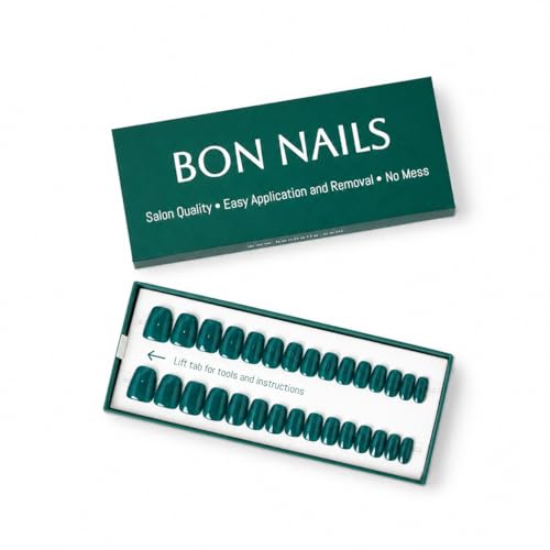BON NAILS Wicked Green Classic Short Press-On Nails 30 Pieces with Glue Tabs