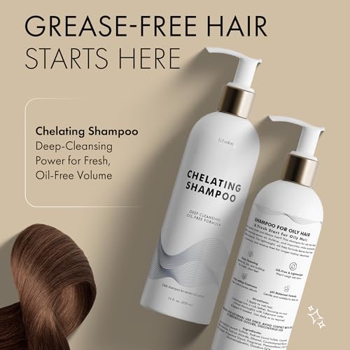 Chelating Clarifying Shampoo for Oily Hair & Scalp - Deep Detox, Buildup Removal, No Silicones Parabens - 12 Fl Oz