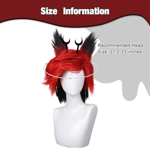 Red and Black Cosplay Wig with Ears, Horns & Glasses for Halloween - Variation of THIS listing