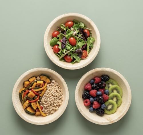 Charity Leaf Disposable Bamboo 6-Inch Round Dipping Bowls - Eco-Friendly 200 pcs