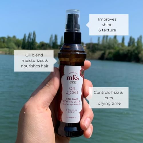 Earthly Body MKS Eco Oil Light 2 Fl Oz Hair Styling Elixir with Argan & Hemp Oil - Vegan & Cruelty-Free - Original Pack