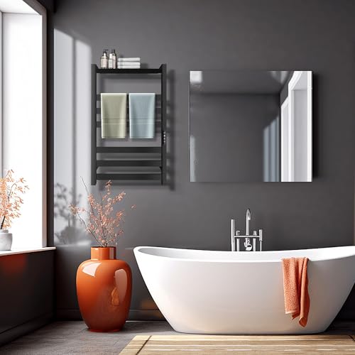 Colliford 31.5 Inch Stainless Steel Towel Warmer Rack with 6 Bars, Wall-Mounted Spa & Bathroom Heating