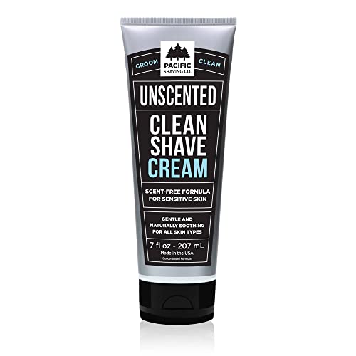 Pacific Shaving Company Clean Shaving Cream - Shea Butter + Vitamin E Shave Cream for Hydrated Sensitive Skin - Clean Formula for a Smooth, Anti-Redness + Irritation-Free Shave Cream (7 Oz)