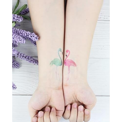 Flamingo Temporary Tattoos for Girl Women, 15 Sheets Summer Pink Tattoo Stickers, Hawaii Beach Waterproof Flamingo Party Birthday Decorations Accessories Favors Supplies Gifts for Boys
