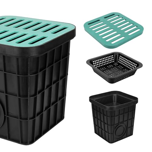 Large 15x15x15 Inch Drain Catch Basin with Fiberglass Grate for Yard Drainage
