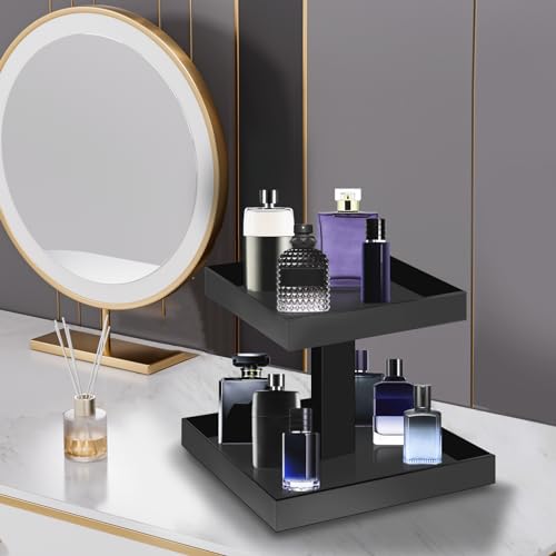 Black Perfume Organizer for Men - 2 Tier Acrylic Cologne Rack Vanity