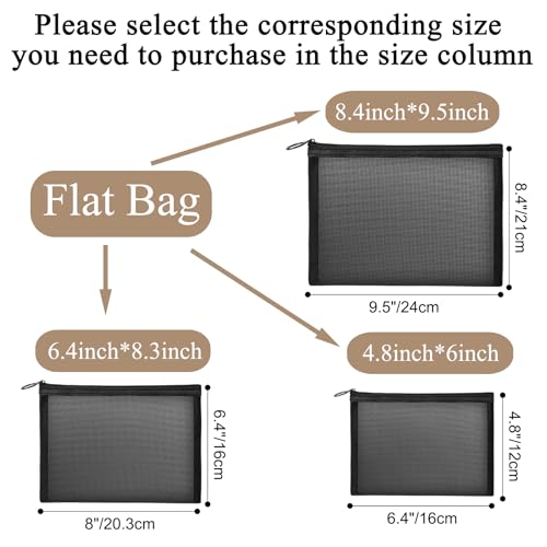 Unoutur Mesh Makeup Bag 6.3x8 Inch Travel Toiletry Organizer Flat-Black2