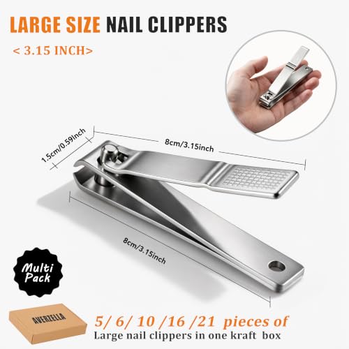 21-Pack Heavy Duty Toenail Clippers Bulk Set with Long Handles and Straight Blades