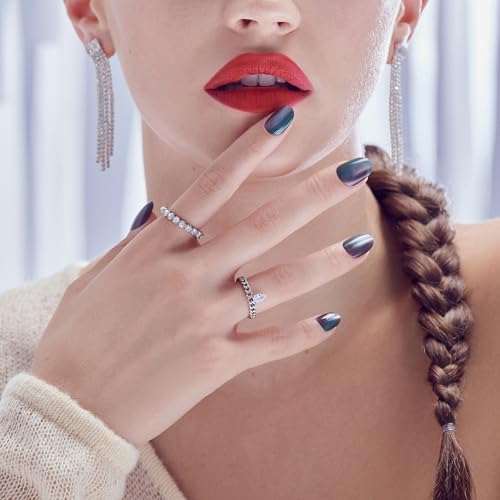 KISS Gel Fantasy, Press On Nails, Nail glue included, 'Dial Me', Gray, Short Size, Oval Shape, Includes 28 Nails, 2g glue, 1 Manicure Stick, 1 Mini File