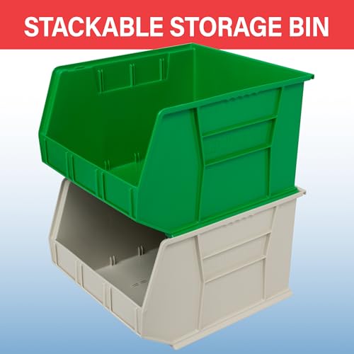 Akro-Mils Stackable Plastic Storage Bins 3-Pack - Heavy-Duty Garage & Workshop Organizer, Black