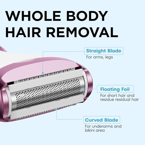 Women’s 2-in-1 Electric Razor & Trimmer Kit - Painless Body & Facial Hair Removal, Rose Gold & White