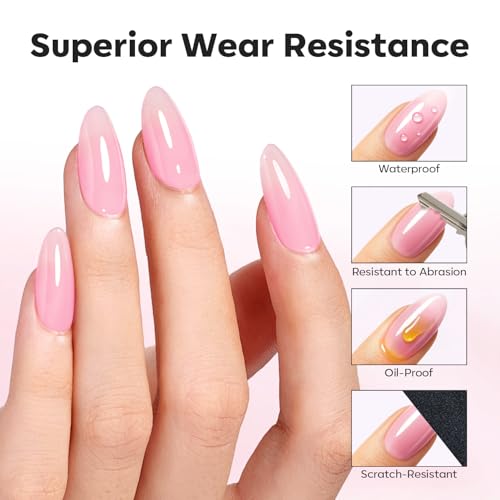 Builder Nail Gel Top Coat Rosy Pink 15ml No Wipe UV Cure - Glossy, Strengthening, Long-Lasting