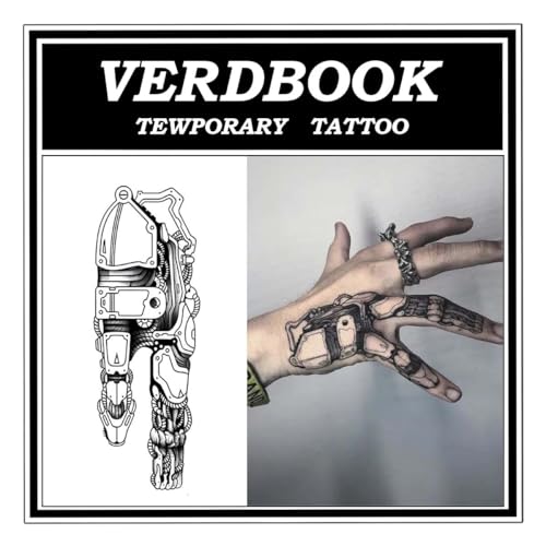 Waterproof Temporary Tattoos: 2-Sheet Tattoo Kit with Realistic Body Stickers, Semi-Permanent Tattoos for Adults Lasting 7-15 Days ? Safe for Men & Women, Mechanical fingers