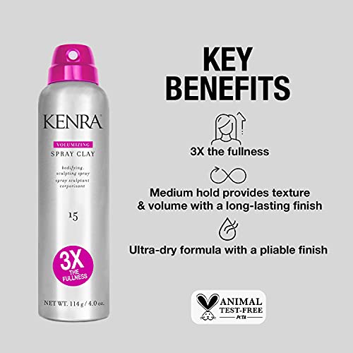 Kenra Volumizing Spray Clay 15 | Bodifying, Fullness Spray | 3X The Fullness | Medium Hold | Provides Texture & Volume With A Long-Lasting Finish | All Hair Types