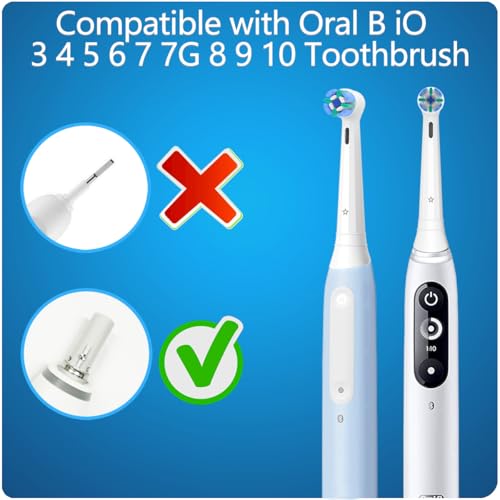 White 8 Pack Replacement Toothbrush Heads Compatible with Oral B iO Series - Covers Included