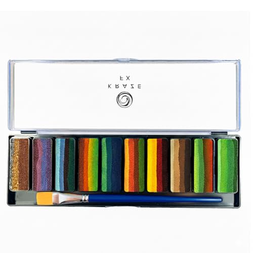 Kraze FX Peaks Face Paint Palette - 10 Metallic & Earth Tones for Festival Body Art, Travel Size