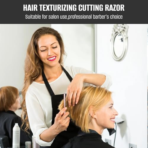 Hair Razors for Cutting Hair, Professional Styling Texturizing Razor, Stainless Steel Thinning Razor Kit with 10 Replacement Blades, Premium Texture Cutting Razor for Salon and Home