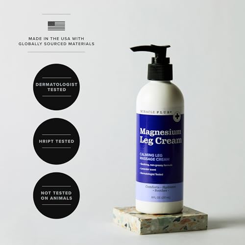 Miracle Plus Magnesium Relaxing Leg Cream 8oz Pack of 2 | Calming Herbal Moisturizer for Soothing & Muscle Relief