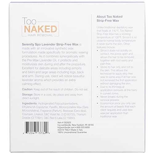 Too Naked Serenity Spa Lavender Strip-Free Wax Beads, Hair Removing Depilatory Wax size 28.8 Ounces