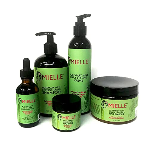Mielle Rosemary Mint Hair Care Bundle - Strengthening Shampoo, Oil & Styling Set