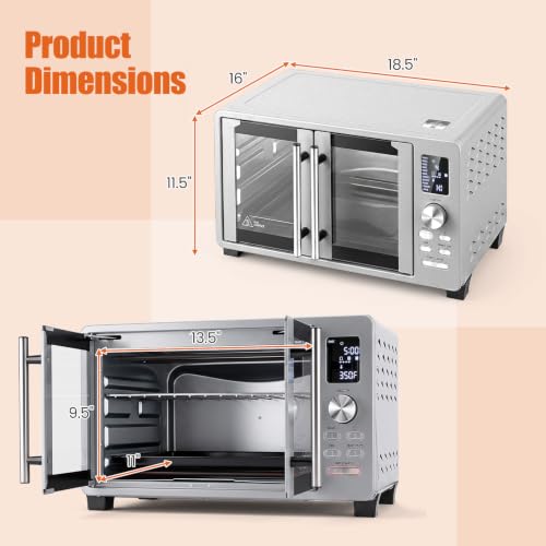 DORTALA 26.4 Qt French Door Air Fryer Toaster Oven Combo, 1500W