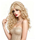 22 Inch Retro Beehive Blonde Wigs for Women Long Wavy Cosplay Halloween Daily Use - Variation: Blonde