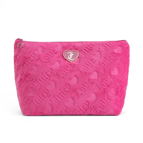 Juicy Couture Hot Pink Terry Cloth Heart Logo Makeup Bag - Travel Friendly
