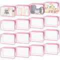 YedsIntu 16-Piece Clear Makeup Bags, Waterproof Toiletry Bags - Pink M (Rose) - TSA Carry-On