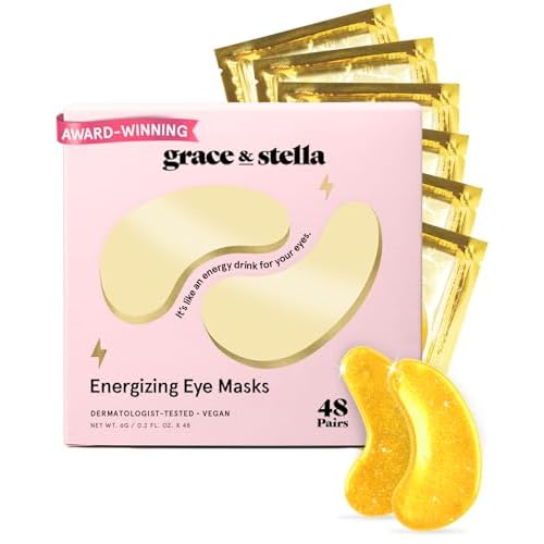grace & stella Award Winning Under Eye Mask - Birthday Gifts for Women - Gel Eye Patches for Dark Circles, Puffy Eyes, Wrinkles, Undereye Bags - Gifts for Teen Girls - Vegan (48 Pairs, Gold)