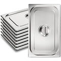 Full Size Stainless Steel Steam Table Pan Cover with Handle - 8 Pack