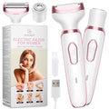 Women’s 2-in-1 Electric Razor & Trimmer Kit - Painless Body & Facial Hair Removal, Rose Gold & White