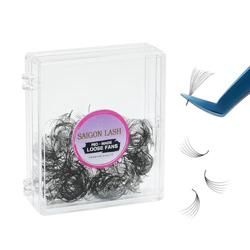500 pcs Narrow Promade Loose Fans ? 5D Volume 0.07 C Curl, 8?19?mm Mixed Length, Matte Black Handmade Lash Extensions, Thick Wispy Lashes for Pros (Black-C-0.07-10mm)