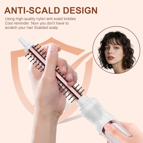USHOW White 0.5 Inch Thermal Curling Brush for Voluminous Hair, Ionic Technology