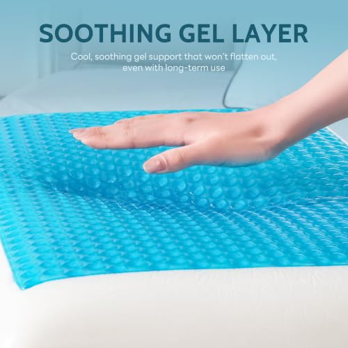 Cooling Gel Memory Foam Pillow with Removable Cover - Standard Grey, 23.6 x 15.7 inches