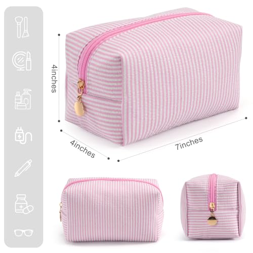 Colorful Stripe Makeup Bag Set for Women - 6PCS Travel Cosmetic Pouches