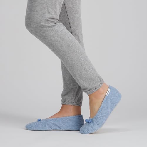 Women's Diamond Microterry Ballerina Slippers Blue Fog - 5-6 Variation