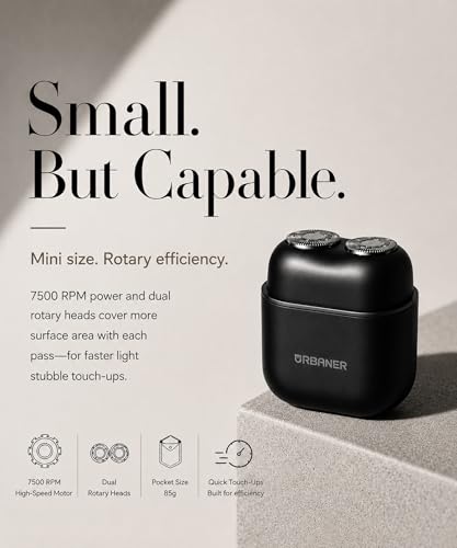 Mini Electric Shaver for Men Portable Travel Razor Dual Rotary Heads Waterproof USB-C Rechargeable