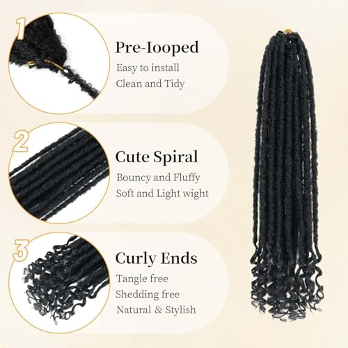 16 Inch Faux Locs Braids Crochet Hair Extensions - 8Pcs 1B# - Dreadlocks Style