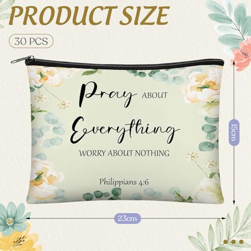 Jetec 30 Pcs Morandi Christian Makeup Bags - Bible Verse Gift Set for Women