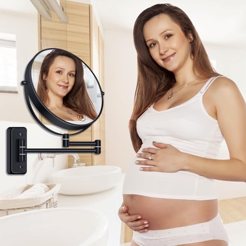 8¡± Wall Mounted Magnifying Makeup Mirror 1X/7X Wall Mount Mirror Swing Arm Two-Sided 360¡Æ Swivel Bathroom Shaving Mirror for Men and Women in Hotel/Home, Black