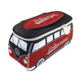 BRISA VW Collection - Volkswagen Neoprene Universal Makeup Cosmetics Toiletry Travel Pharmacy Bag in T1 Bus Design (Red/Black) (Large (11.8 x 5.5 x 4.7 inches))