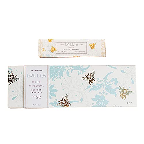 LOLLIA Wish No. 22 Handcreme Bundle, .33 oz. & 4 oz. ? Sugared Pastille ? Scented Hand Cream for Women, Moisturizing Hand Lotion for Dry Hands, Shea Butter & Cocoa Butter, Quick Absorbing Lotion