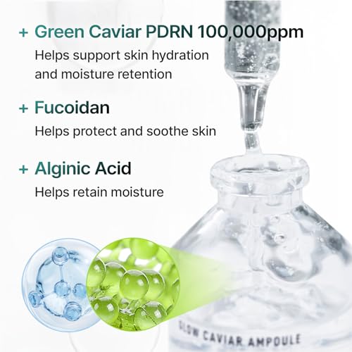 Glow Caviar Ampoule ? Intensive Hydration & Radiance Serum with Liposomal PDRN, Green Caviar Extract, Niacinamide & Ferulic Acid. Sensitive, Dry Skin, Korean Skincare (1.69 fl oz / 50 ml)