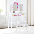 Kids Vanity Set with Unicorn and Rainbow Theme - Includes Mirror & Drawer - Gift for Girls