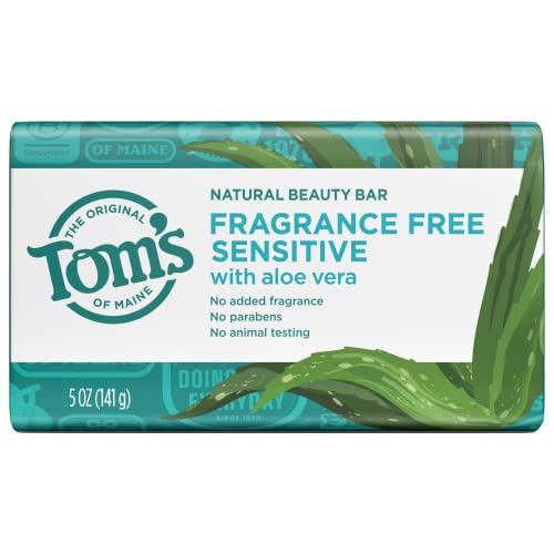 Tom's of Maine Natural Beauty Bar Soap for Sensitive Skin With Aloe Vera, Fragrance-Free, 5oz.