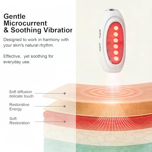 Face Massager Tool with Red Light & Gua Sha for Lifting & De-Puffing - White