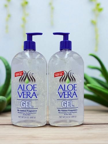 Pure Aloe Vera Gel 24 oz Pack 2 - Soothing Sunburn & Skin Hydration